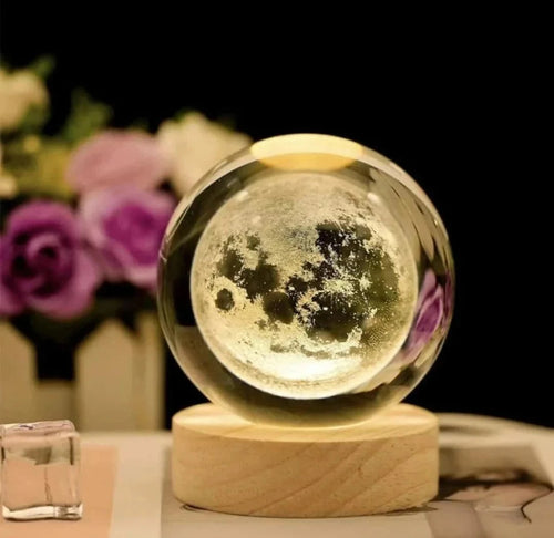 Corozil 3D Moon Crystal Ball Night Lamp (7.5 cm, Yellow