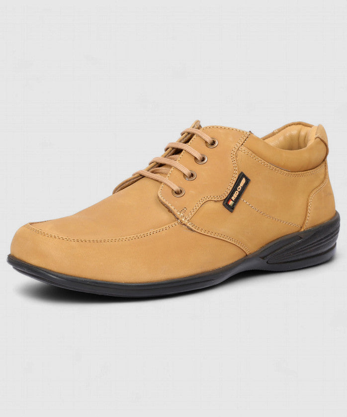 RED CHIEF Genuine Leather Casual Sneakers for Men Rust RC3506 022 Lace Up Shoes For Men (Tan, Black , 8 UK/India)