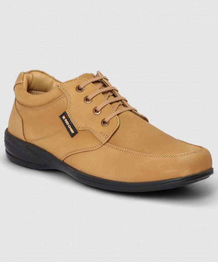RED CHIEF Genuine Leather Casual Sneakers for Men Rust RC3506 022 Lace Up Shoes For Men (Tan, Black , 8 UK/India)